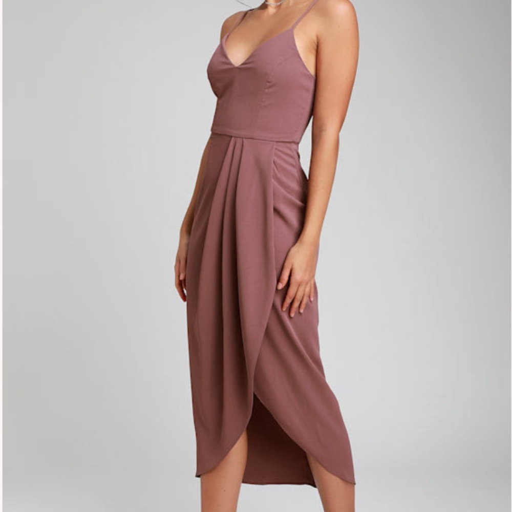 Lulus Reinette Mauve Purple Midi Dress | Faux Wrap | Size 2X